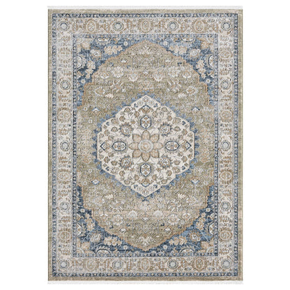 Indira Mythos Emerald Green Rug with Fringe IND-135