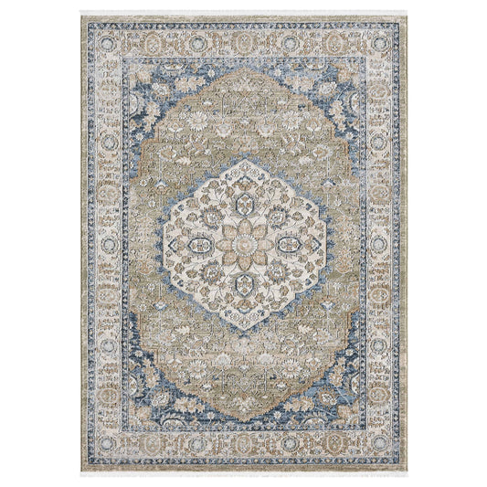 Indira Mythos Emerald Green Rug with Fringe IND-135