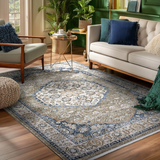 Indira Mythos Emerald Green Rug with Fringe IND-135