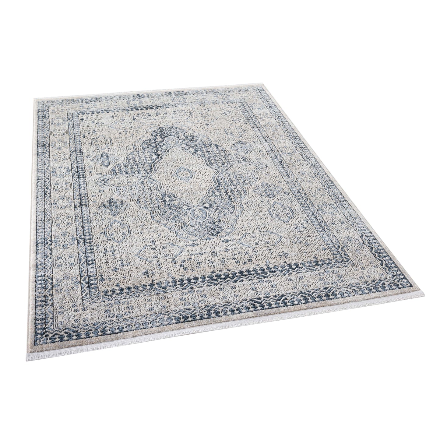 Indira Eclipse Ivory Rug with Fringe IND-143