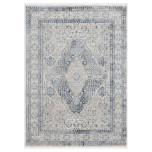 Indira Eclipse Ivory Rug with Fringe IND-143