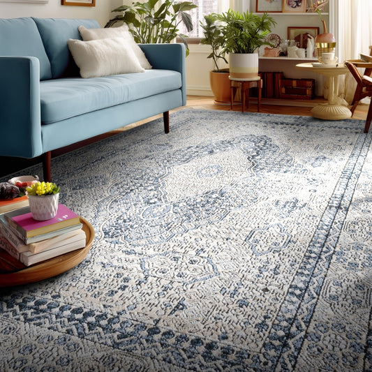 Indira Eclipse Ivory Rug with Fringe IND-143