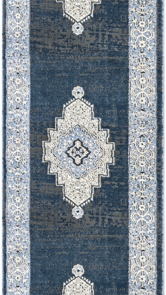 Indira Obsidian Midnight Blue Roll Runner IND-163