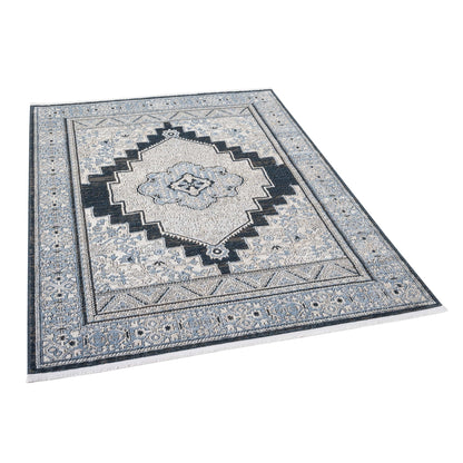 Indira Obsidian Midnight Blue Area Rug with Fringe IND-163