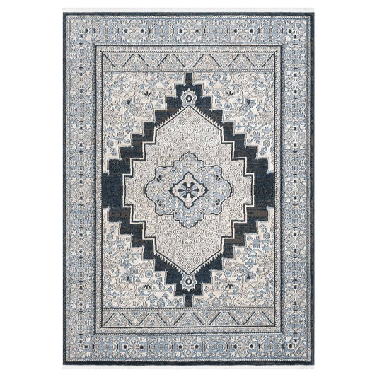 Indira Obsidian Midnight Blue Area Rug with Fringe IND-163