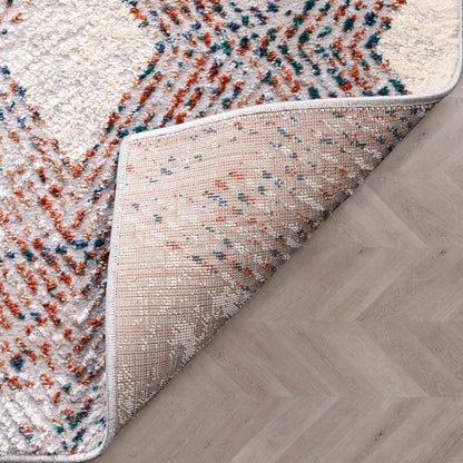 Atacama Diamond Geometric Pattern Grey High-Low Rug LEO-27