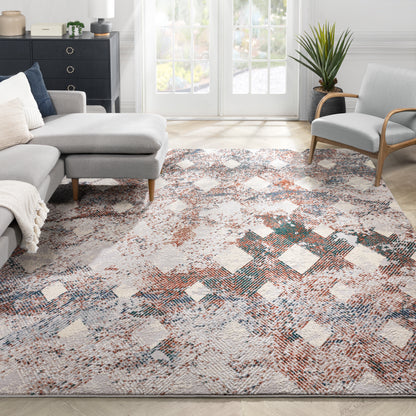 Atacama Diamond Geometric Pattern Grey High-Low Rug LEO-27