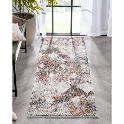 Atacama Diamond Geometric Pattern Grey High-Low Rug LEO-27