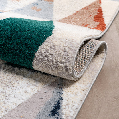 Mojave Diamond Geometric Pattern Grey High-Low Rug LEO-37