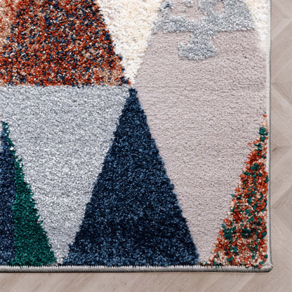 Mojave Diamond Geometric Pattern Grey High-Low Rug LEO-37