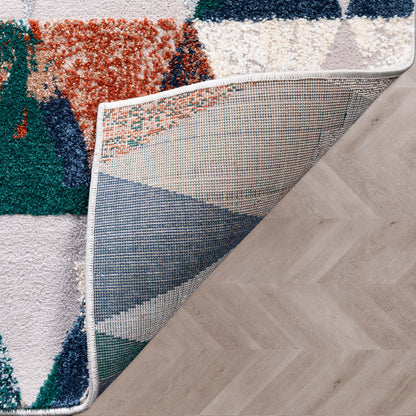Mojave Diamond Geometric Pattern Grey High-Low Rug LEO-37