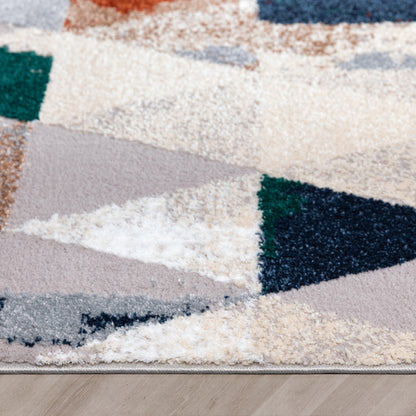 Mojave Diamond Geometric Pattern Grey High-Low Rug LEO-37