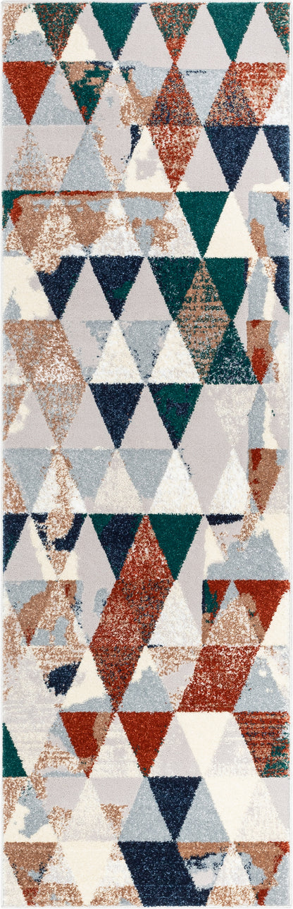 Mojave Diamond Geometric Pattern Grey High-Low Rug LEO-37