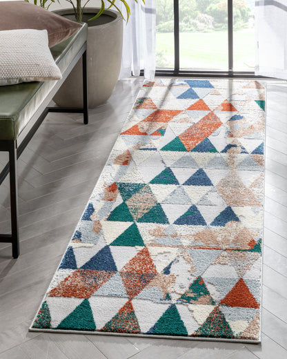 Mojave Diamond Geometric Pattern Grey High-Low Rug LEO-37