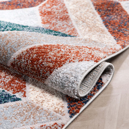 Chihua Geometric Blue Multi High-Low Rug LEO-74