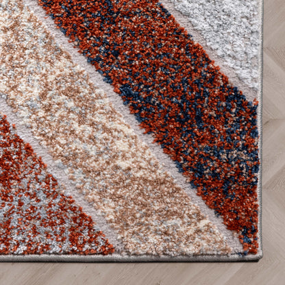 Chihua Geometric Blue Multi High-Low Rug LEO-74
