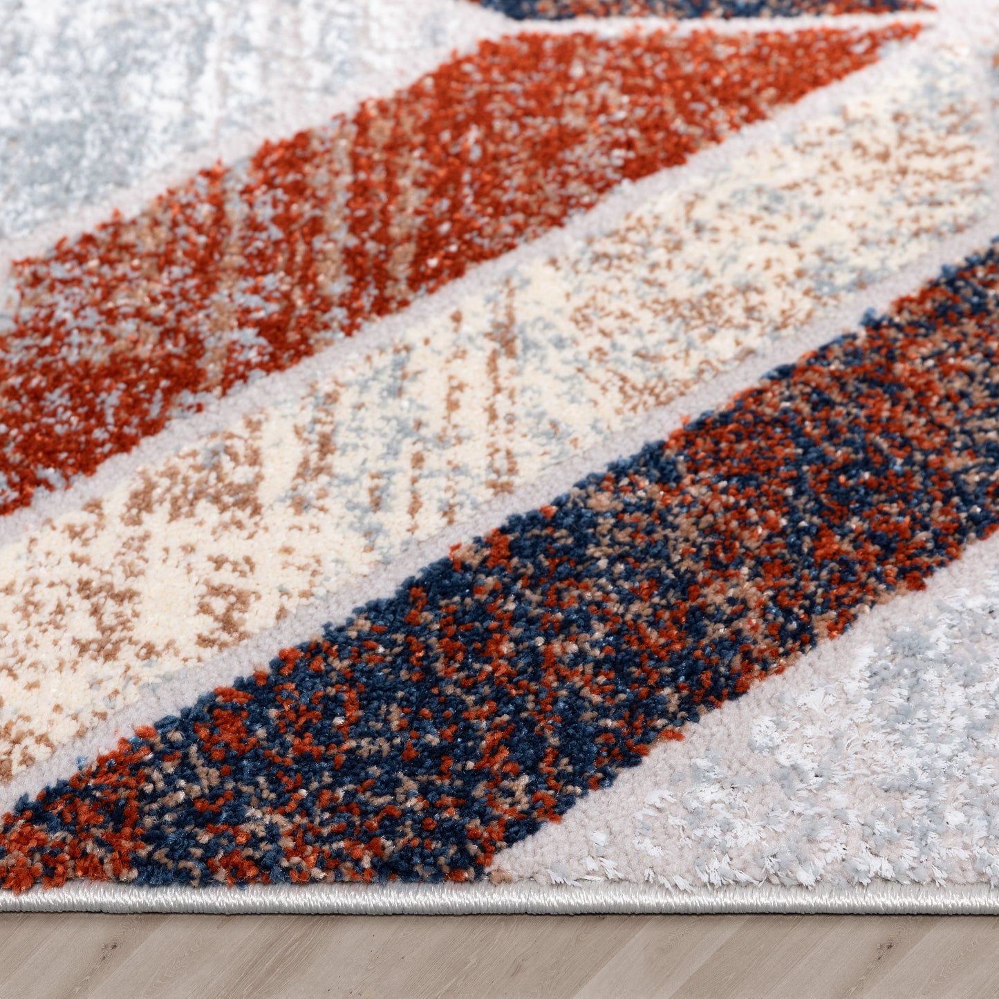 Chihua Geometric Blue Multi High-Low Rug LEO-74