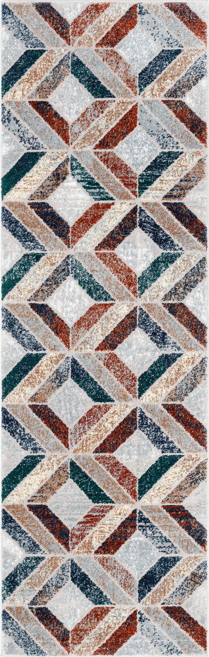 Chihua Geometric Blue Multi High-Low Rug LEO-74