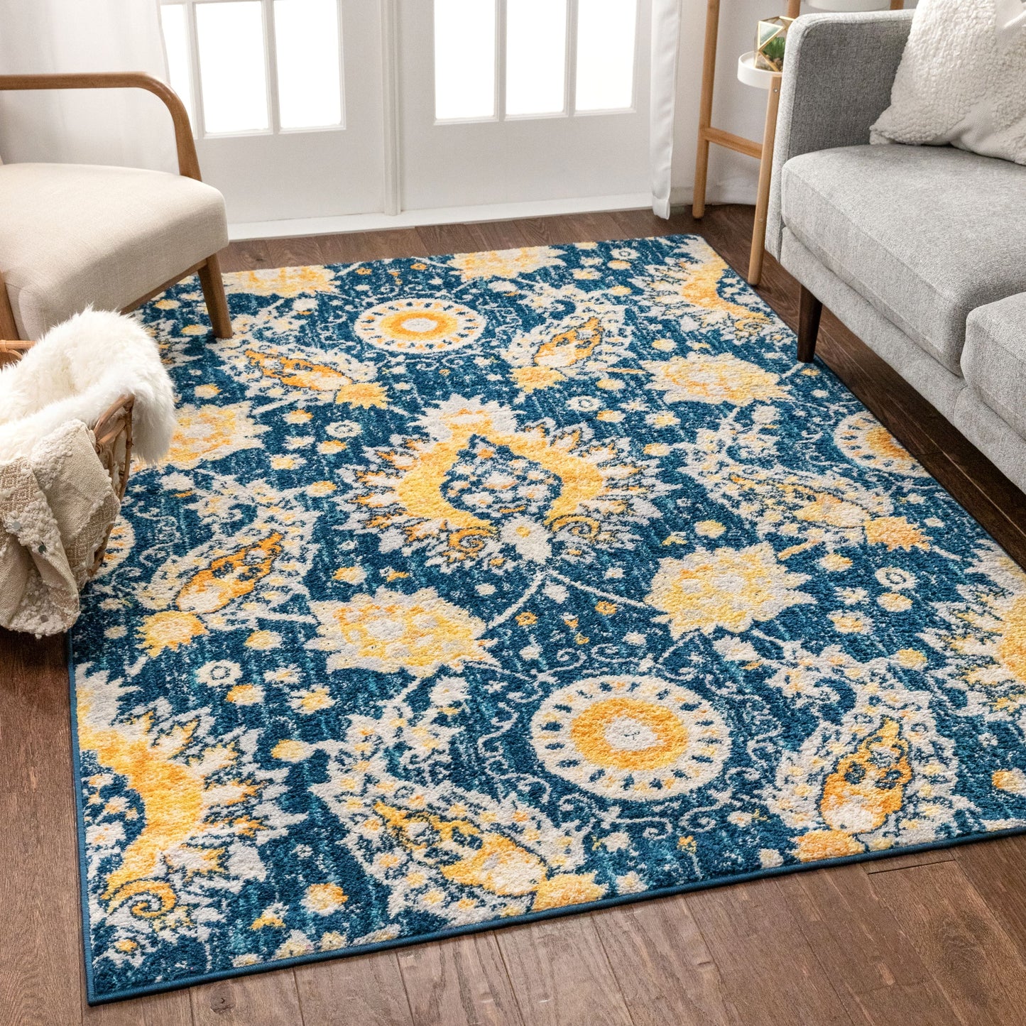Ash Blue Modern Bohemian Rug MC-234