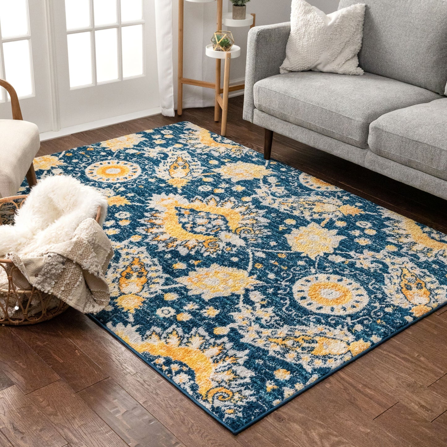 Ash Blue Modern Bohemian Rug MC-234