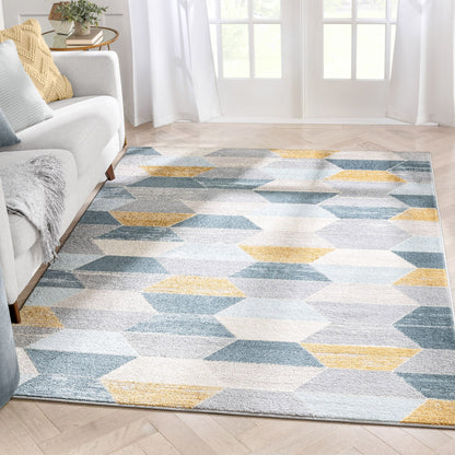 Maddox Blue Modern Geometric Rug MC-274