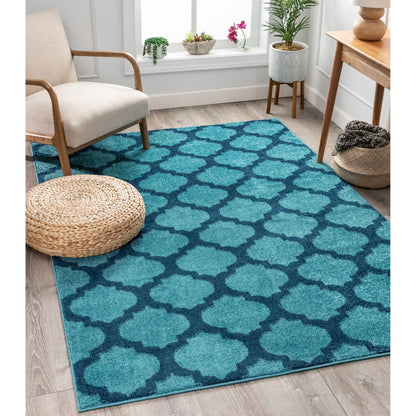 Zoe Light Blue Modern Trellis Rug MC-56