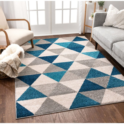 Alvin Blue Modern Geometric Rug MC-66