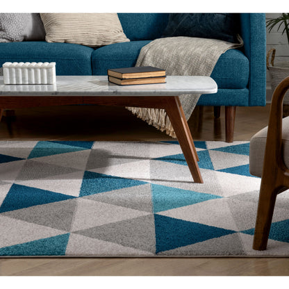 Alvin Blue Modern Geometric Rug MC-66
