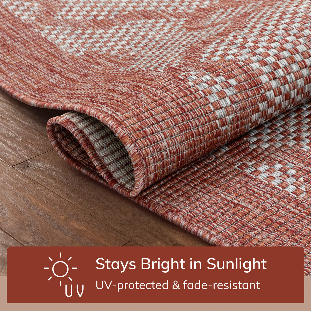 Sol Lattice Trellis Indoor Outdoor Coral Flatweave Rug MED-100