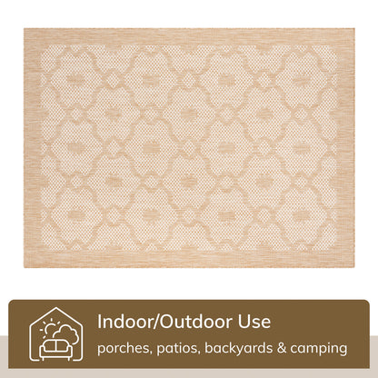 Sol Nordic Lattice Trellis Indoor Outdoor Beige Flatweave Rug MED-102