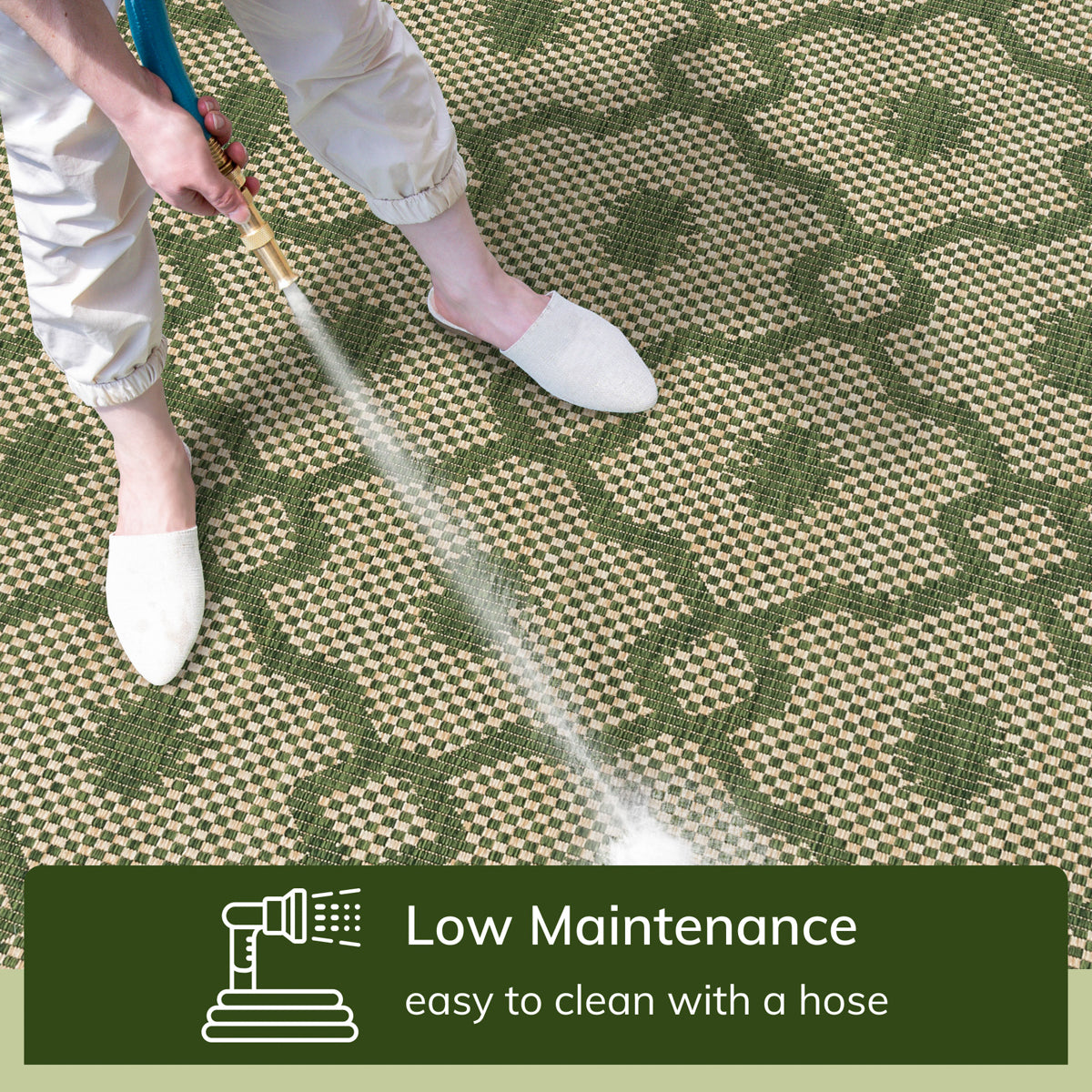 Sol Lattice Trellis Indoor Outdoor Green Flatweave Rug MED-105