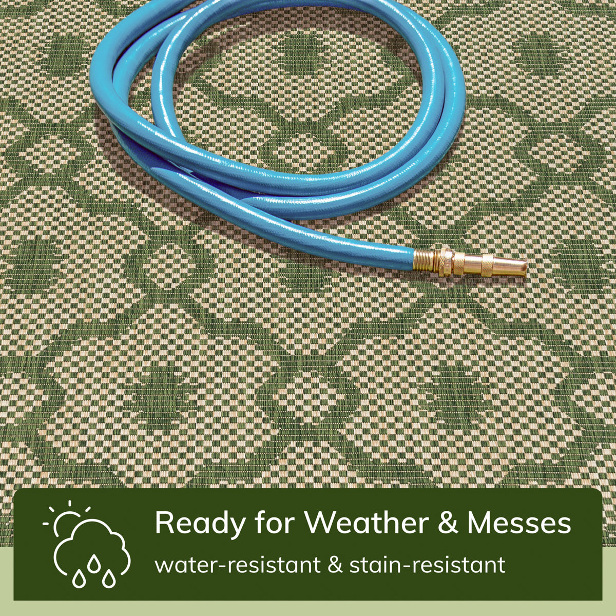 Sol Lattice Trellis Indoor Outdoor Green Flatweave Rug MED-105