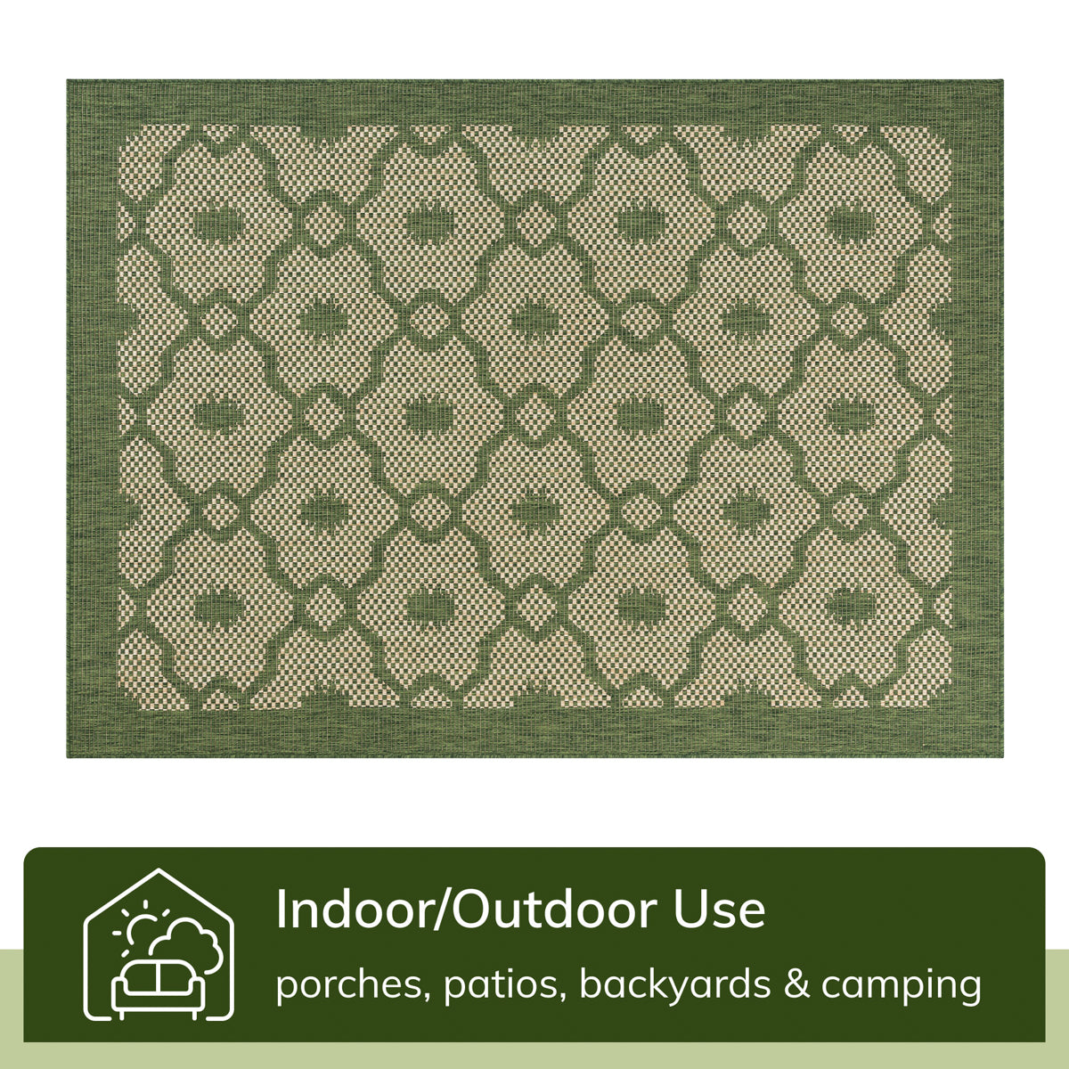 Sol Lattice Trellis Indoor Outdoor Green Flatweave Rug MED-105