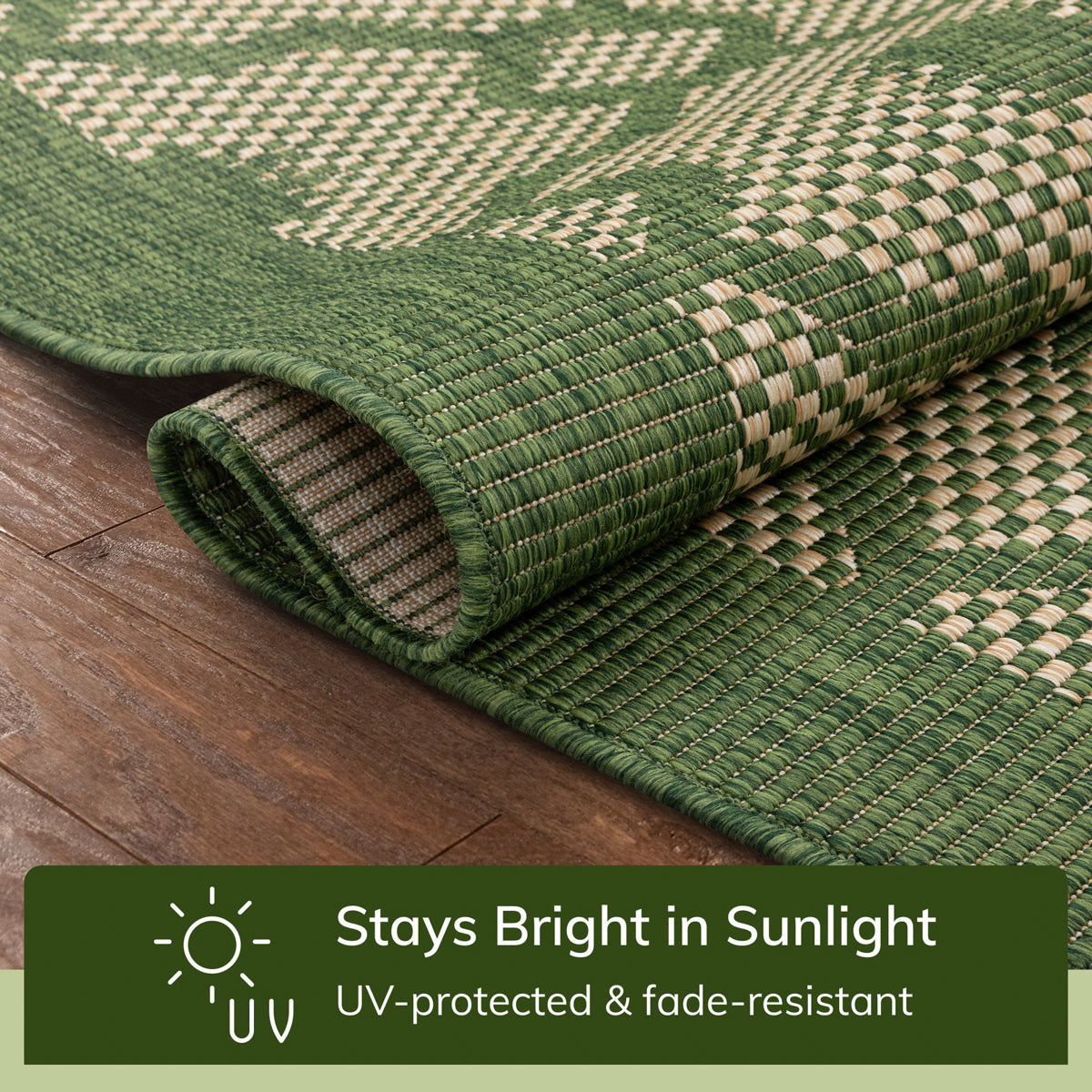 Sol Lattice Trellis Indoor Outdoor Green Flatweave Rug MED-105
