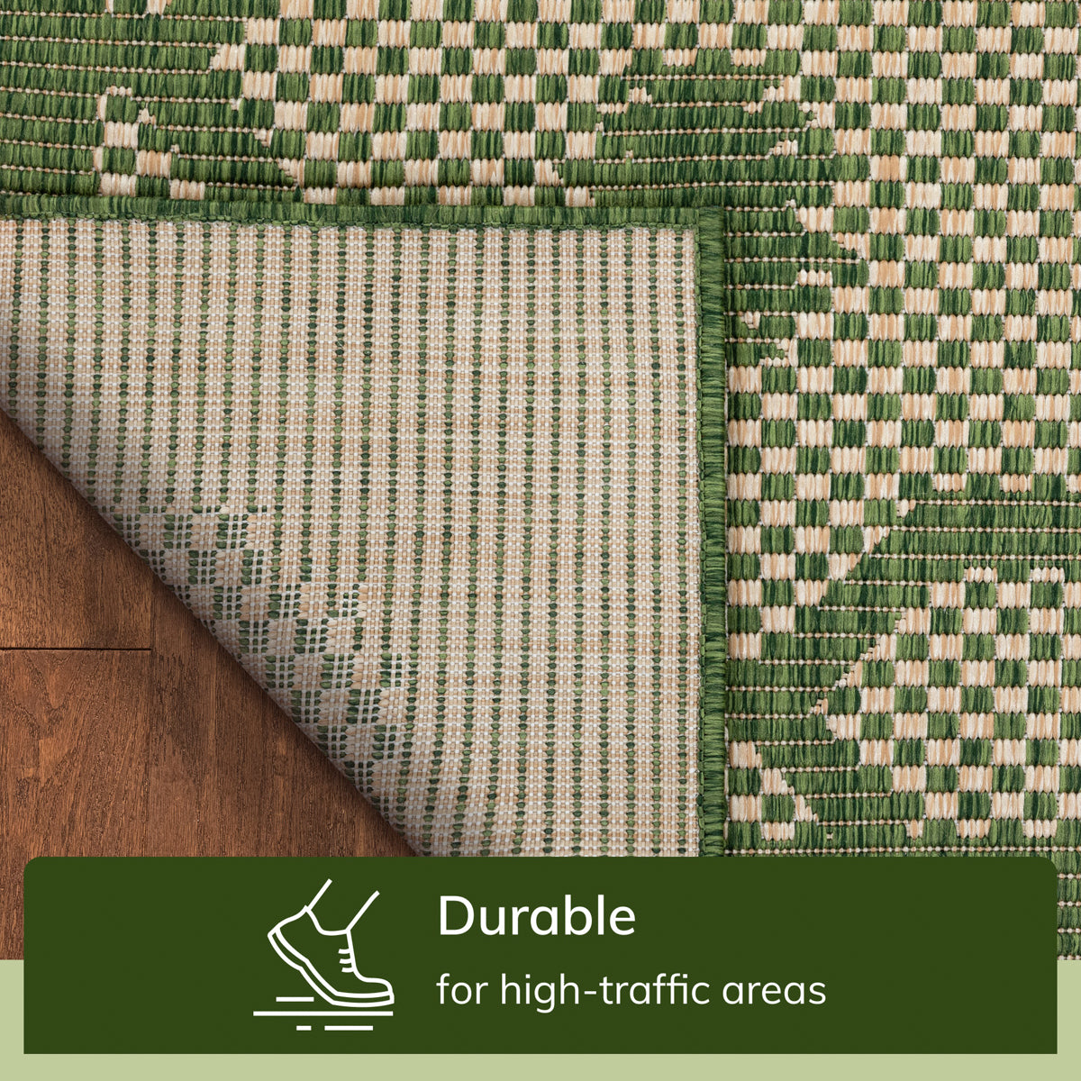 Sol Lattice Trellis Indoor Outdoor Green Flatweave Rug MED-105