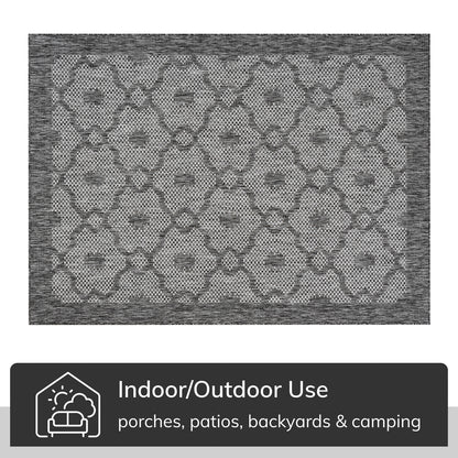 Sol Lattice Trellis Indoor Outdoor Grey Flatweave Rug MED-107
