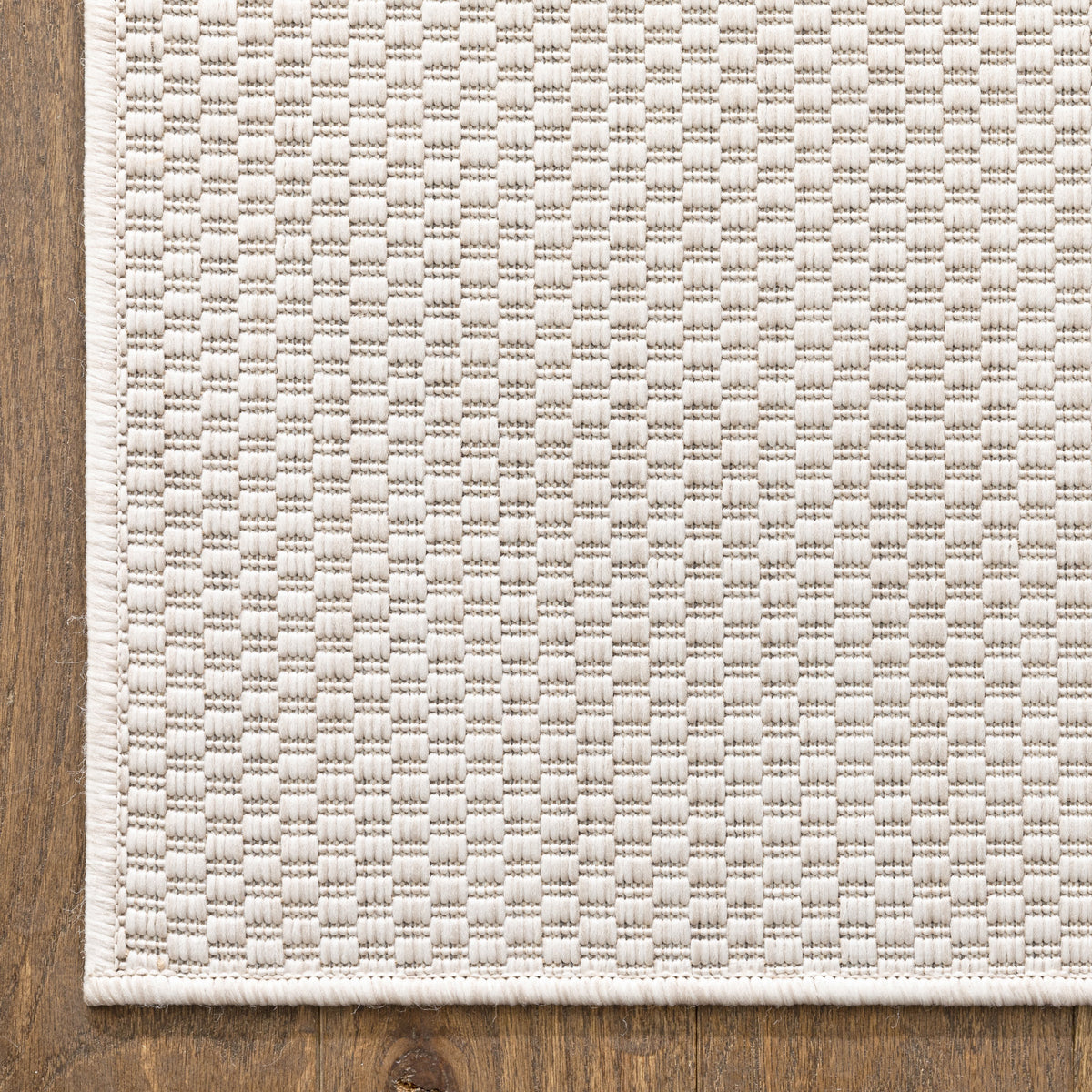 Leif Nordic Geometric Pattern Indoor Outdoor Ivory Flatweave Rug MED-142