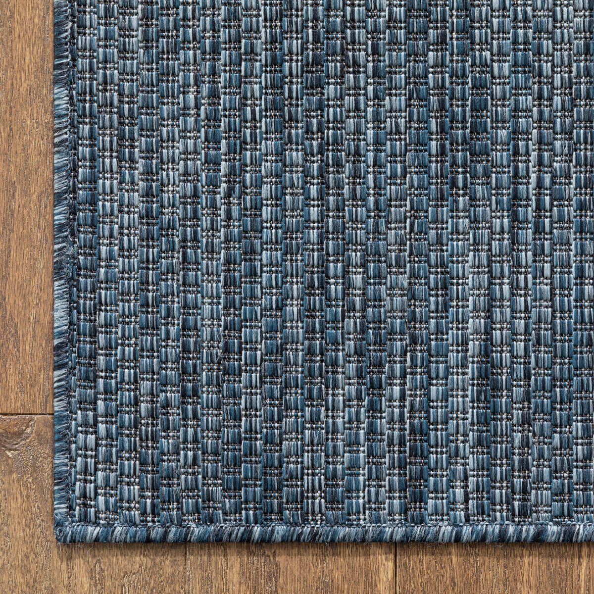 Leif Nordic Geometric Pattern Indoor Outdoor Blue Flatweave Rug MED-144