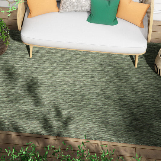 Leif Nordic Geometric Pattern Indoor Outdoor Green Flatweave Rug MED-145