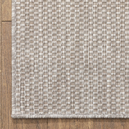 Leif Nordic Geometric Pattern Indoor Outdoor Grey Flatweave Rug MED-147