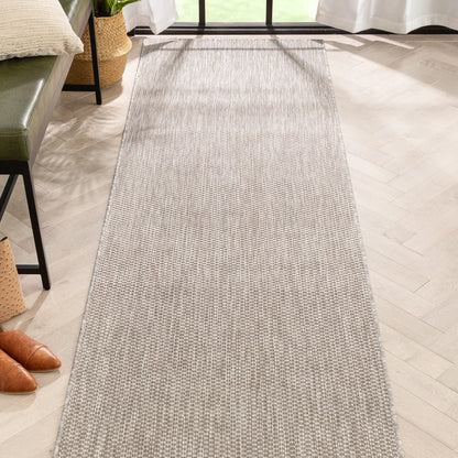 Leif Nordic Geometric Pattern Indoor Outdoor Grey Flatweave Rug MED-147