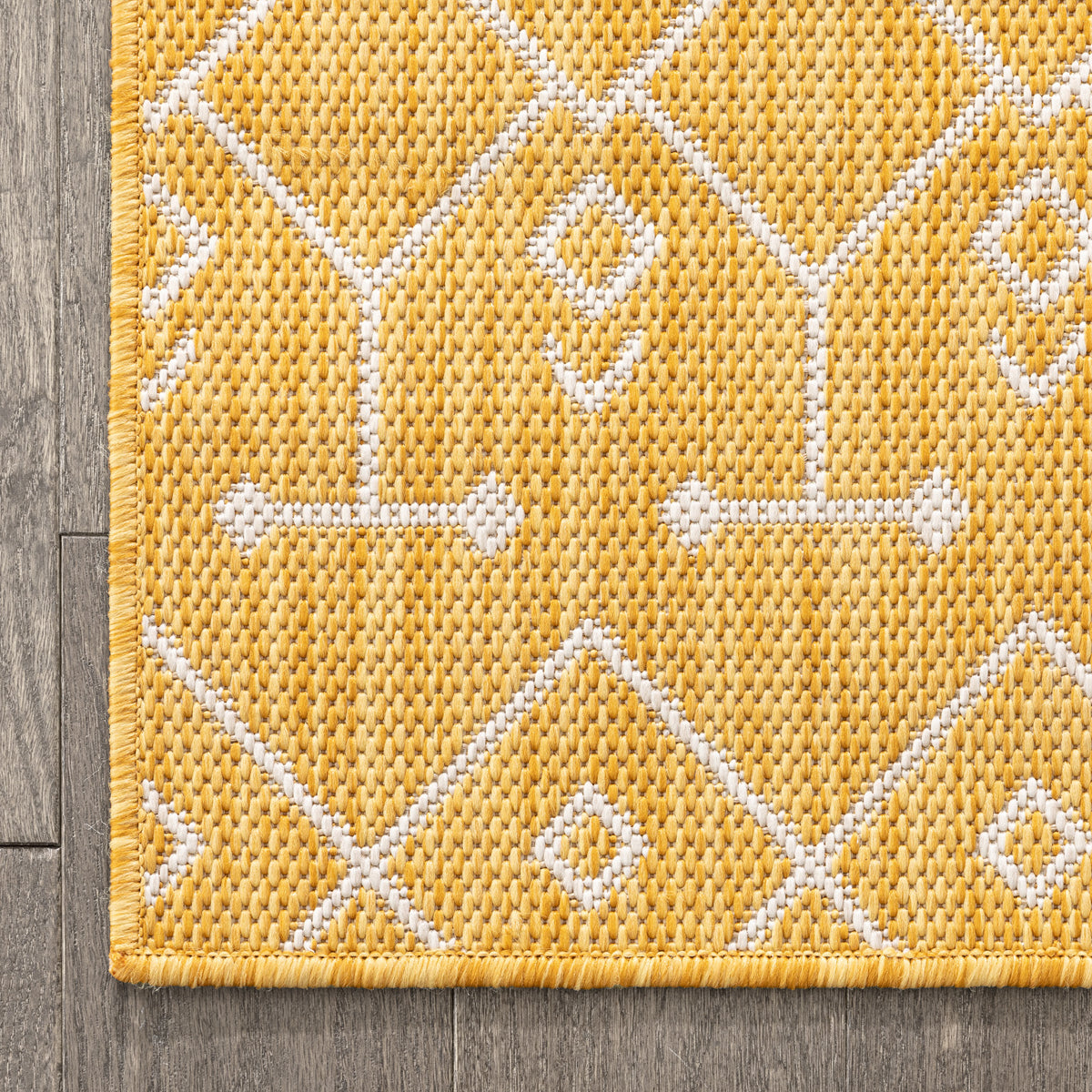 Nord Moroccan Tribal Indoor Outdoor Yellow Flatweave Rug MED-151
