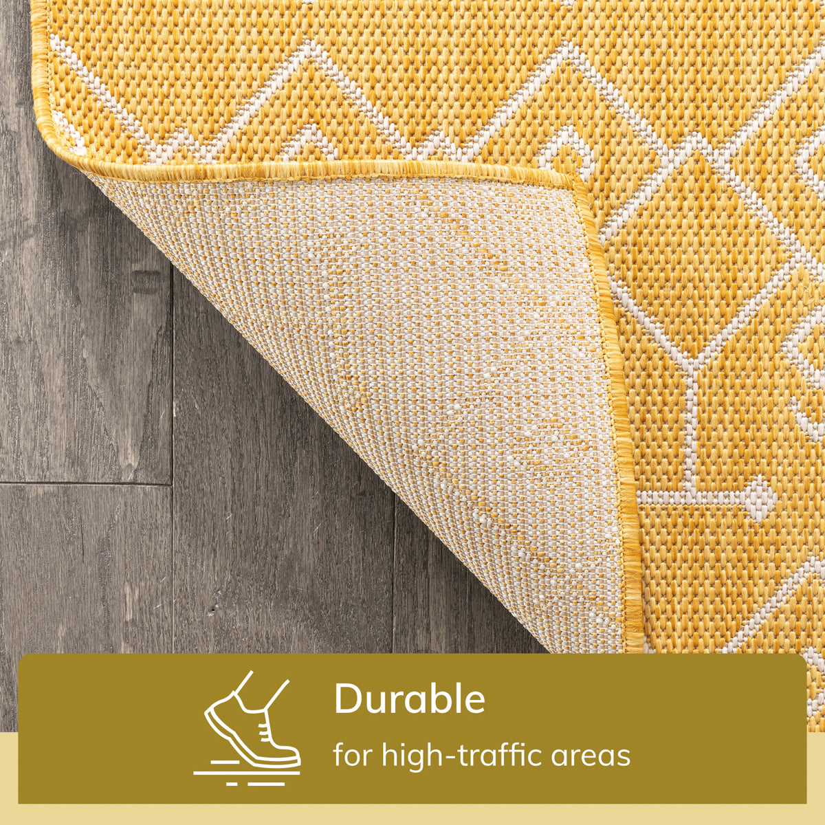 Nord Moroccan Tribal Indoor Outdoor Yellow Flatweave Rug MED-151
