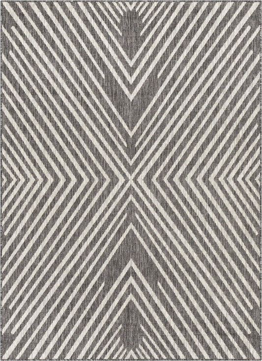 Kesia Modern Striped Black Indoor/Outdoor Rug MED-183