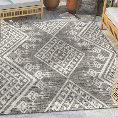 Cascade Tribal Diamond Black Indoor/Outdoor Rug MED-193