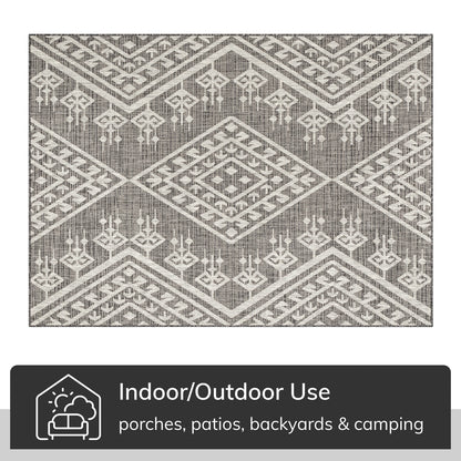 Cascade Tribal Diamond Black Indoor/Outdoor Rug MED-193