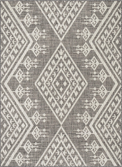 Cascade Tribal Diamond Black Indoor/Outdoor Rug MED-193