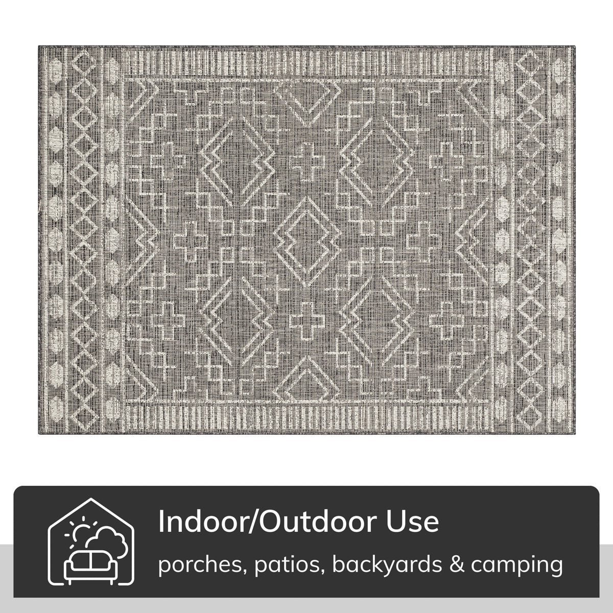 Quay Tribal Diamond Black Indoor/Outdoor Rug MED-203