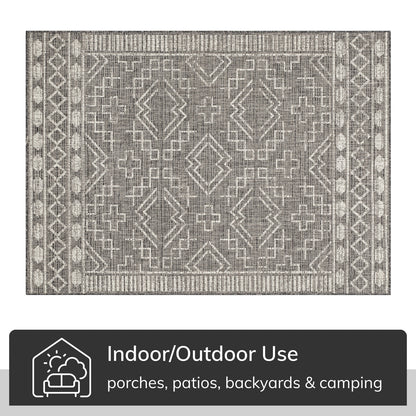 Quay Tribal Diamond Black Indoor/Outdoor Rug MED-203