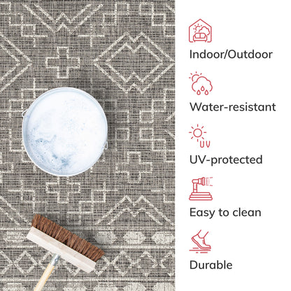 Quay Tribal Diamond Black Indoor/Outdoor Rug MED-203